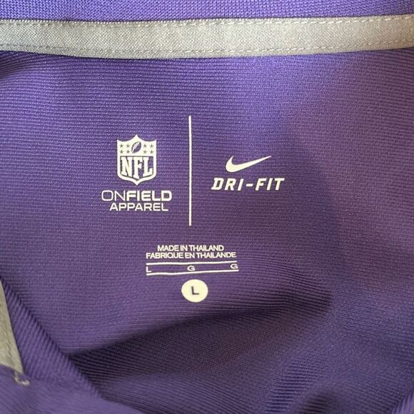 NFL Nike On Field Apparel Baltimore Ravens Purple Polo Short sleeve Sz L Dri Fit - Picture 7 of 9